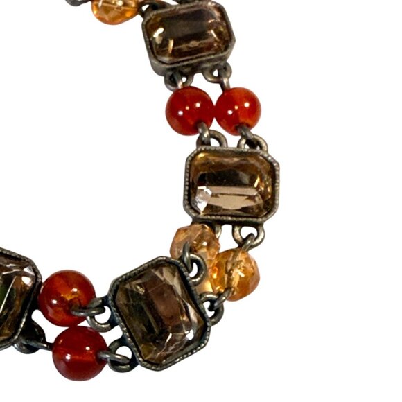 Vintage AVON Nina Ricci Jewelry Set Necklace Bracelet & Clip-On Earrings Red Amb - Picture 8 of 12